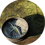 Photo d'une boussole ancienne sur une carte ancienne