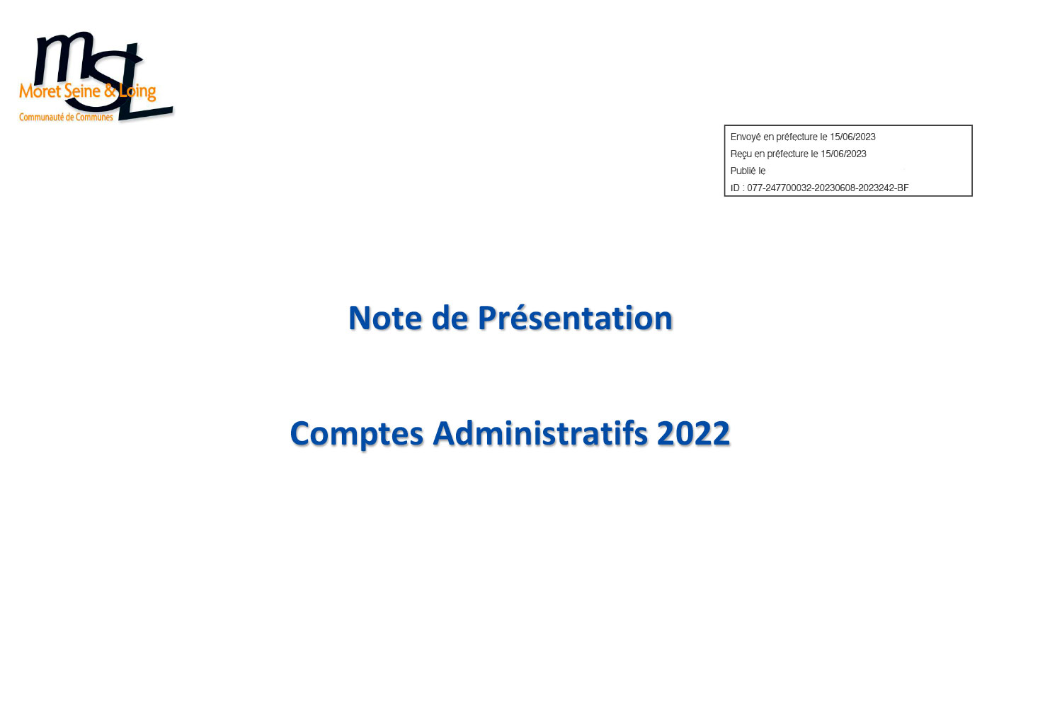 Compte administratif 2022 CCMSL