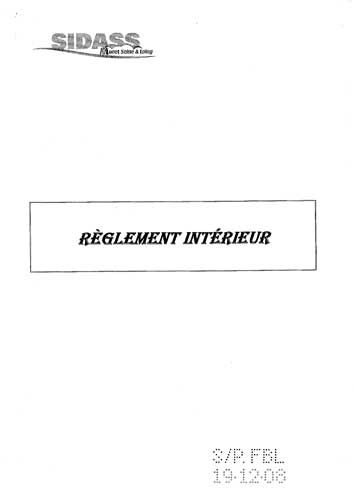 Règlement intérieur du SIDASS