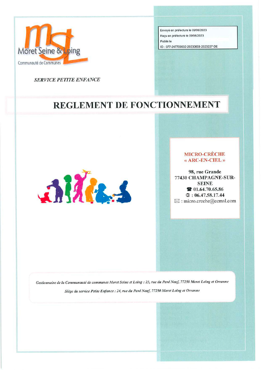 Règlement de fonctionnement de la Micro-Crèche Arc-en-Ciel